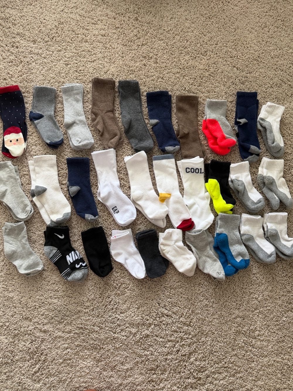 30 pairs - toddler boys short and crew Socks in Black, White, Navy and Gray